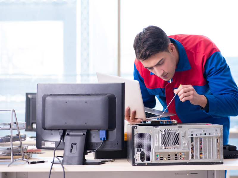 technician repairing CPU